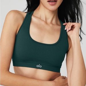 Alo Seamless Ribbed Bra Midnight Green